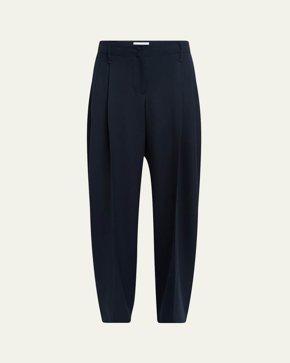 Pleated Barrel-Leg Trousers